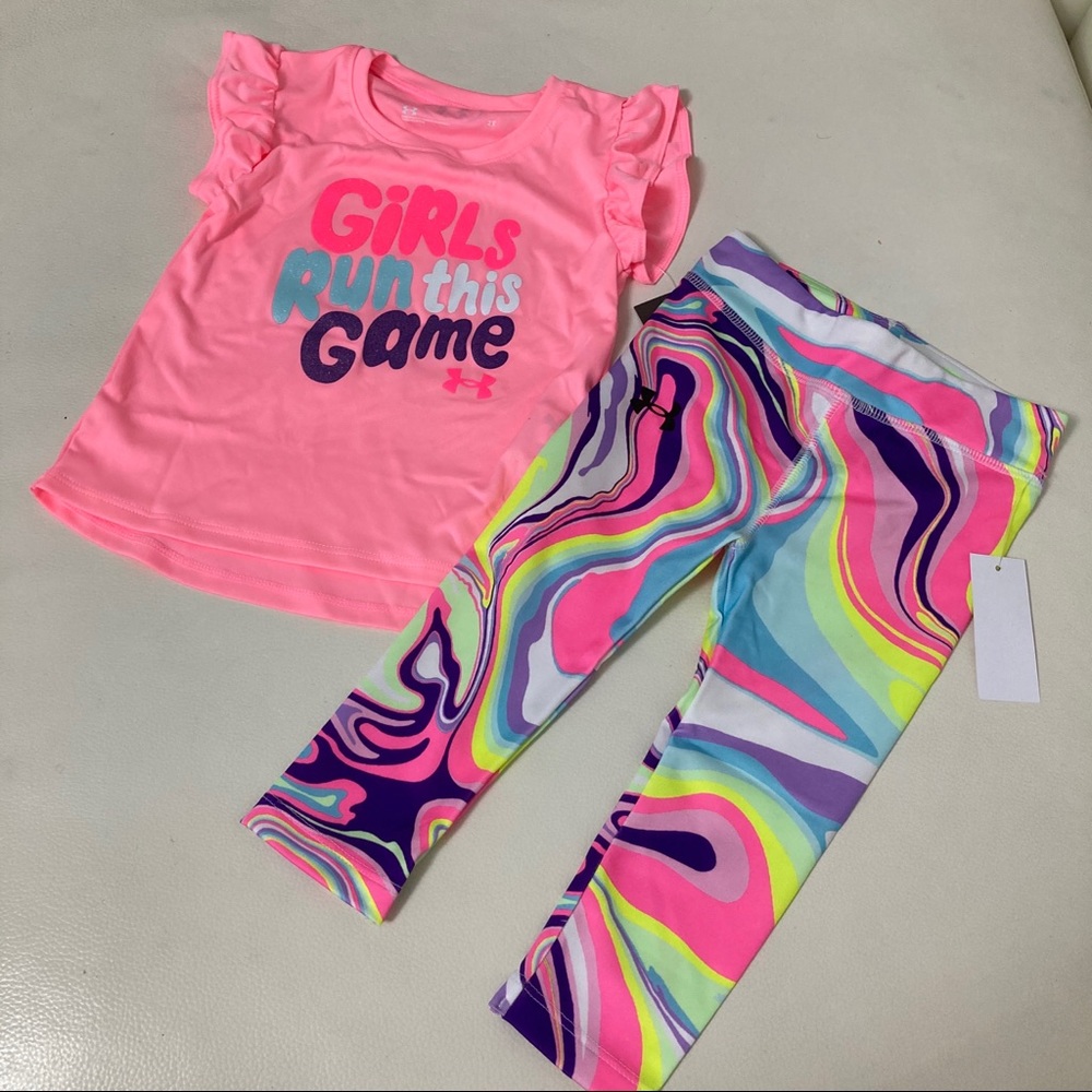 Under Armour cute neon pink colorful leggings set - Picture 1 of 6